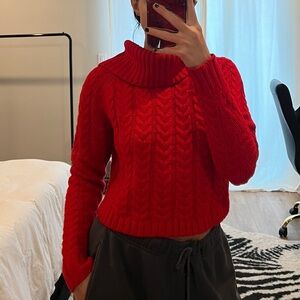 Red Cable Knit Sweater